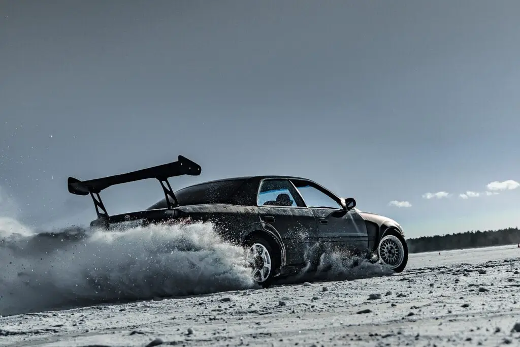 drift, speed, transport, nature, snow, spoiler, car wallpapers, car